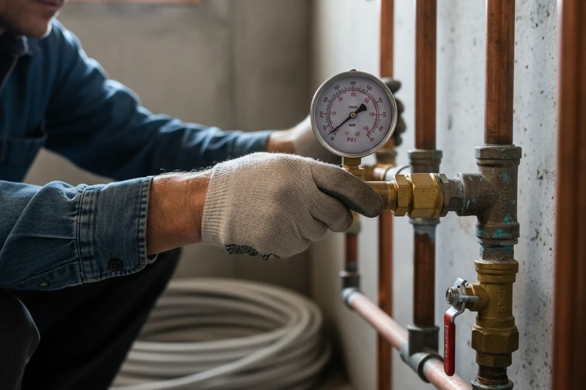 Pressure testing a repaired line during Water Line Repair in Otterbein